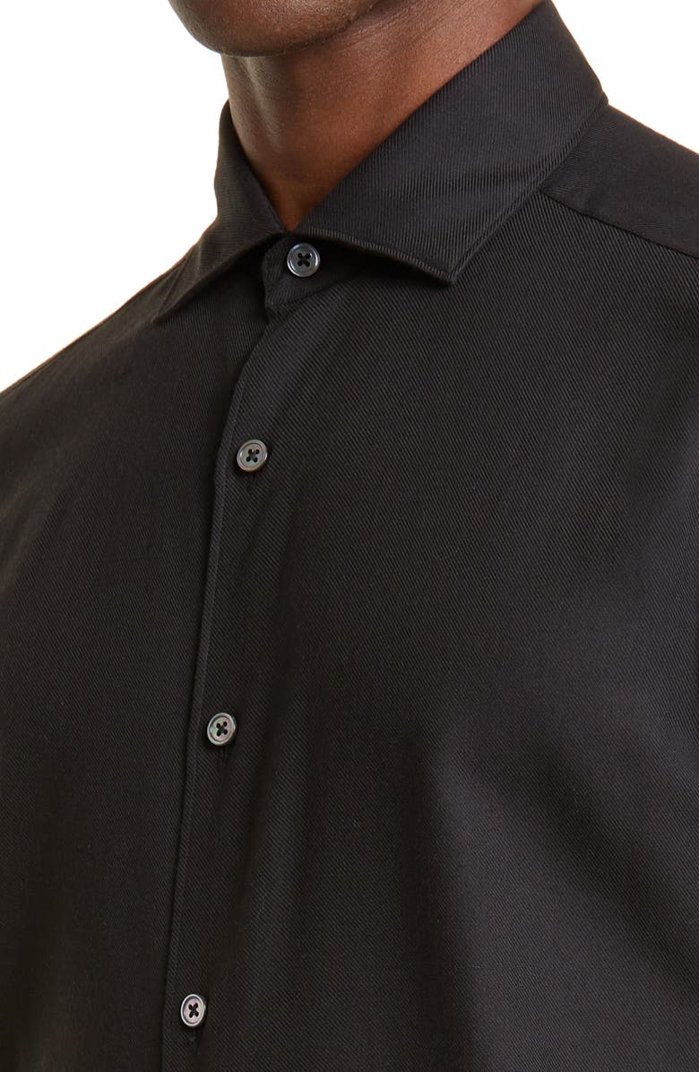ZEGNA Cashco Cotton & Cashmere Button-Up Shirt, Alternate, color, Black