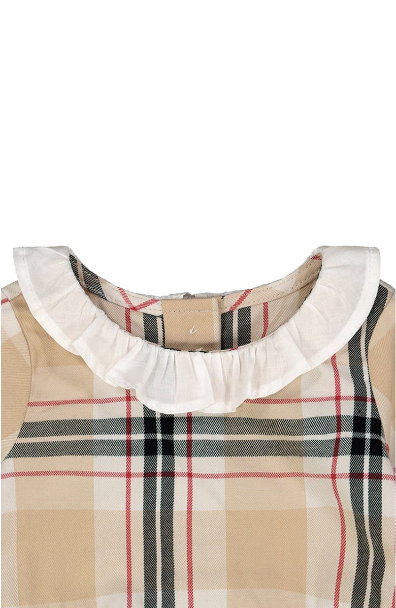 Hope & Henry Baby Ruffle Collar Bubble Romper, Alternate, color, Classic Tan Plaid