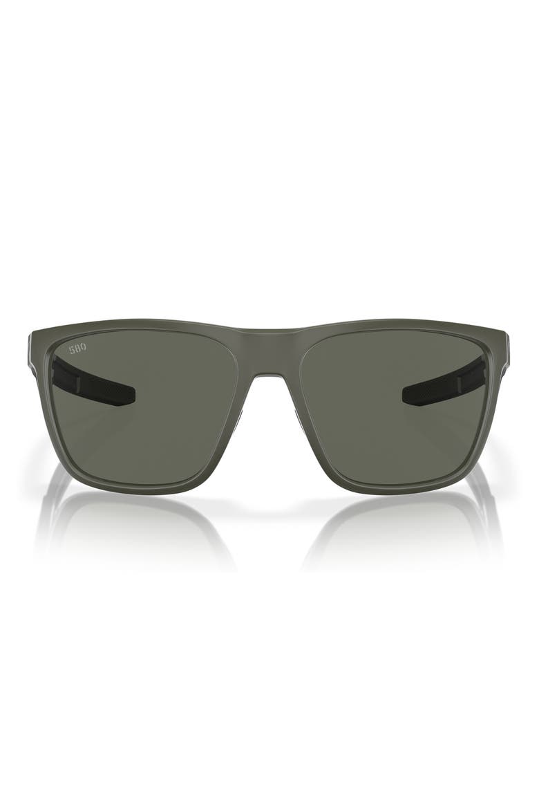 57mm Polarized Square Sunglasses, Main, color, MATTE OLIVE/ GRAY 580G