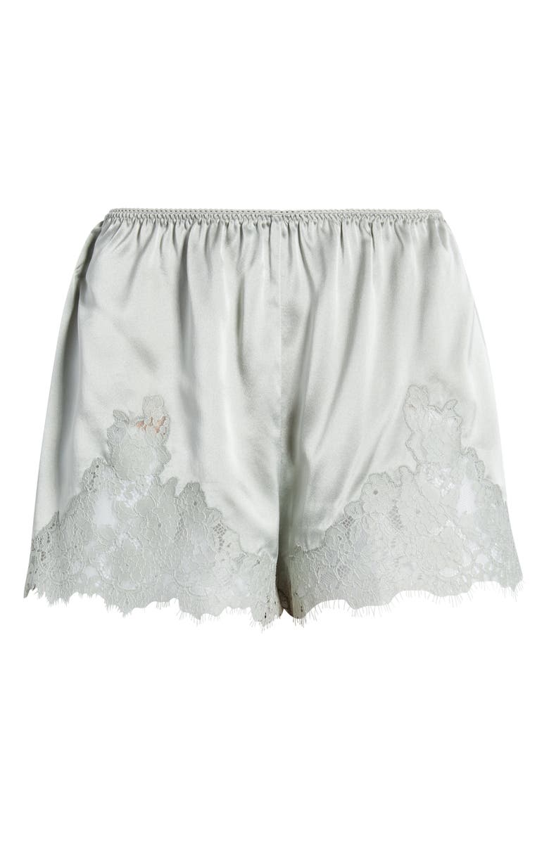 DÔEN Iona Lace Trim Silk Satin Shorts, Alternate, color, Eucalyptus