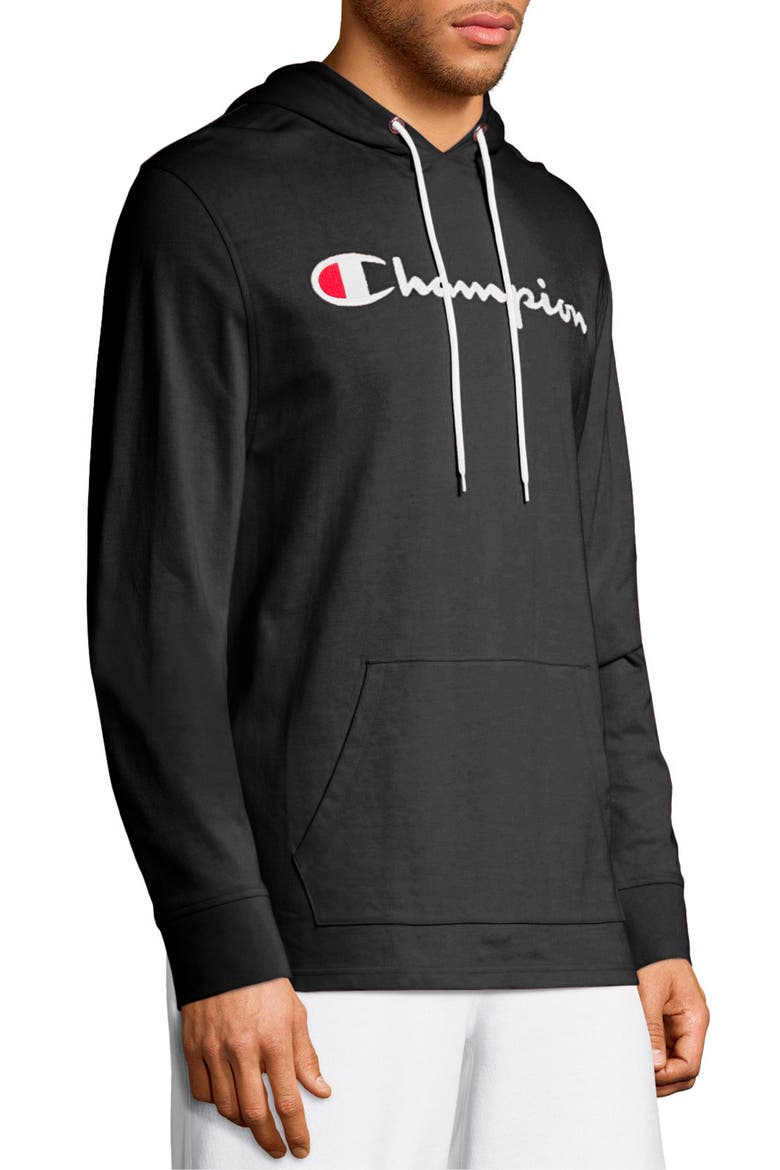 Embroidered Logo Hoodie, Alternate, color, BLACK