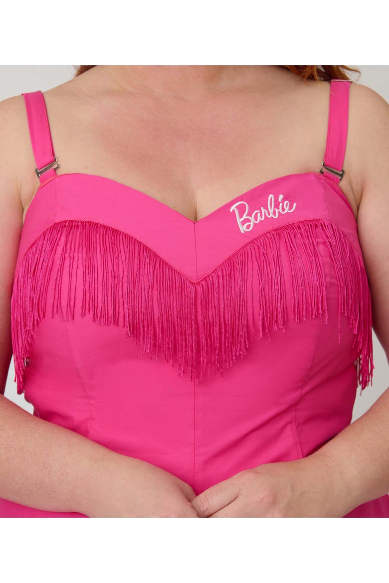 Plus Size Fringe Swing Dress, Alternate, color, Pink & Black w/ Barbie Logo