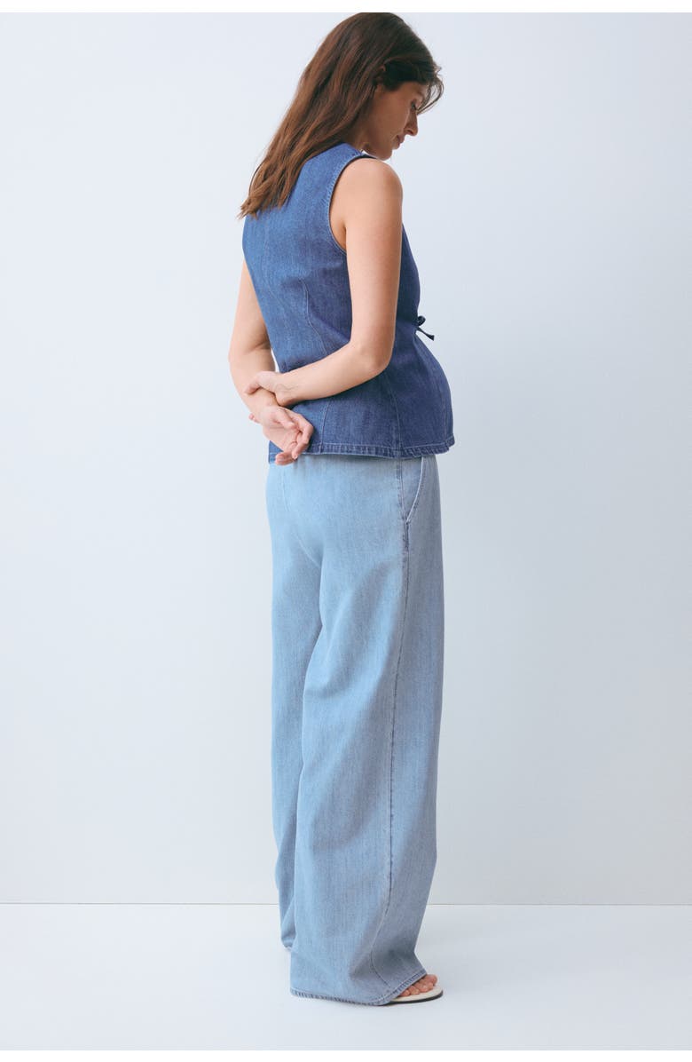 H&M Mama denim drawstring pants, Alternate, color, Light Denim Blue