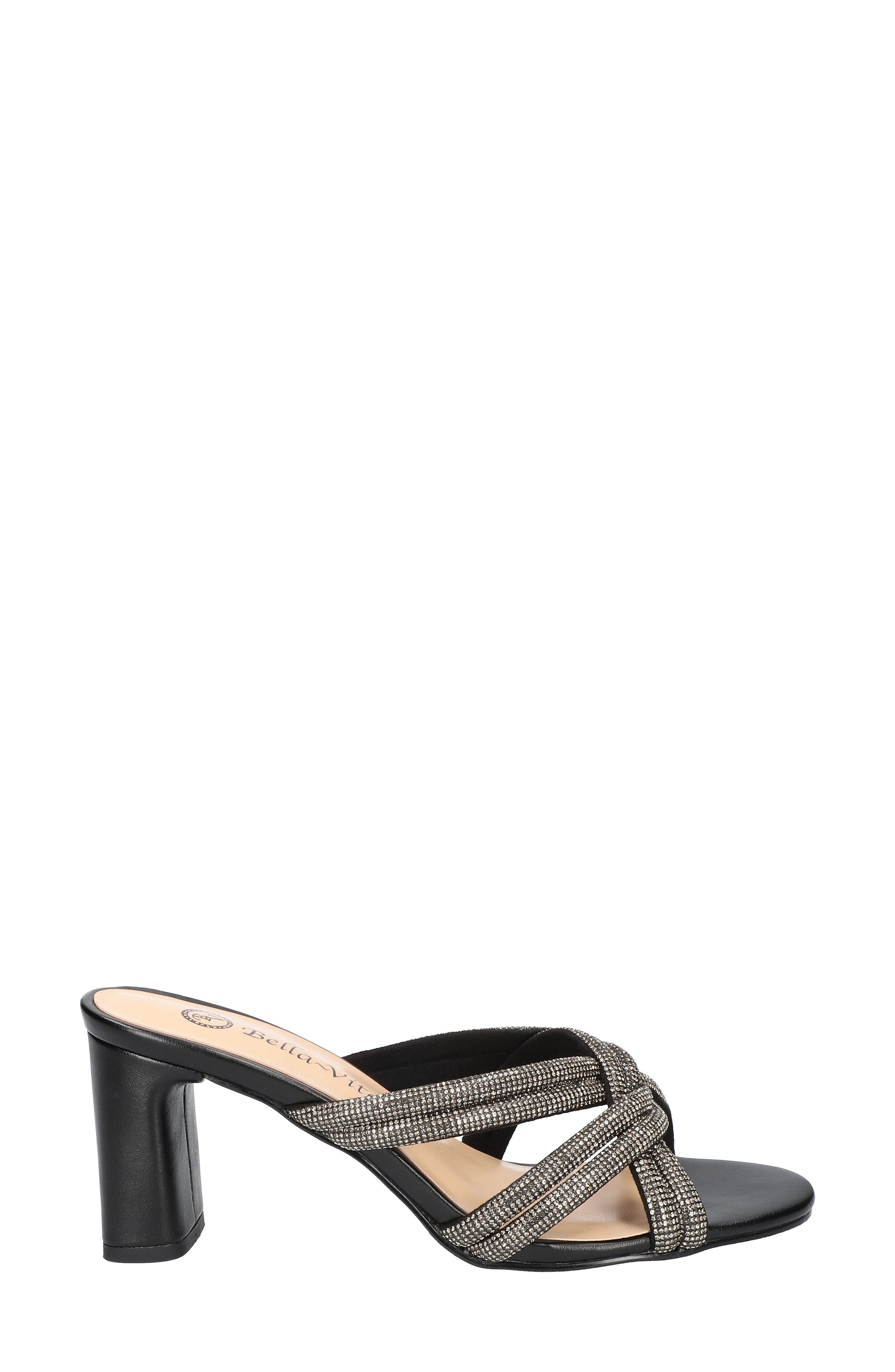 Bella Vita Carmen Crystal Sandal, Alternate, color, Black Suede