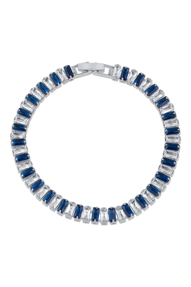 Baguette Crystal Tennis Bracelet (Nordstrom Exclusive), Alternate, color, BLUE/ SILVER