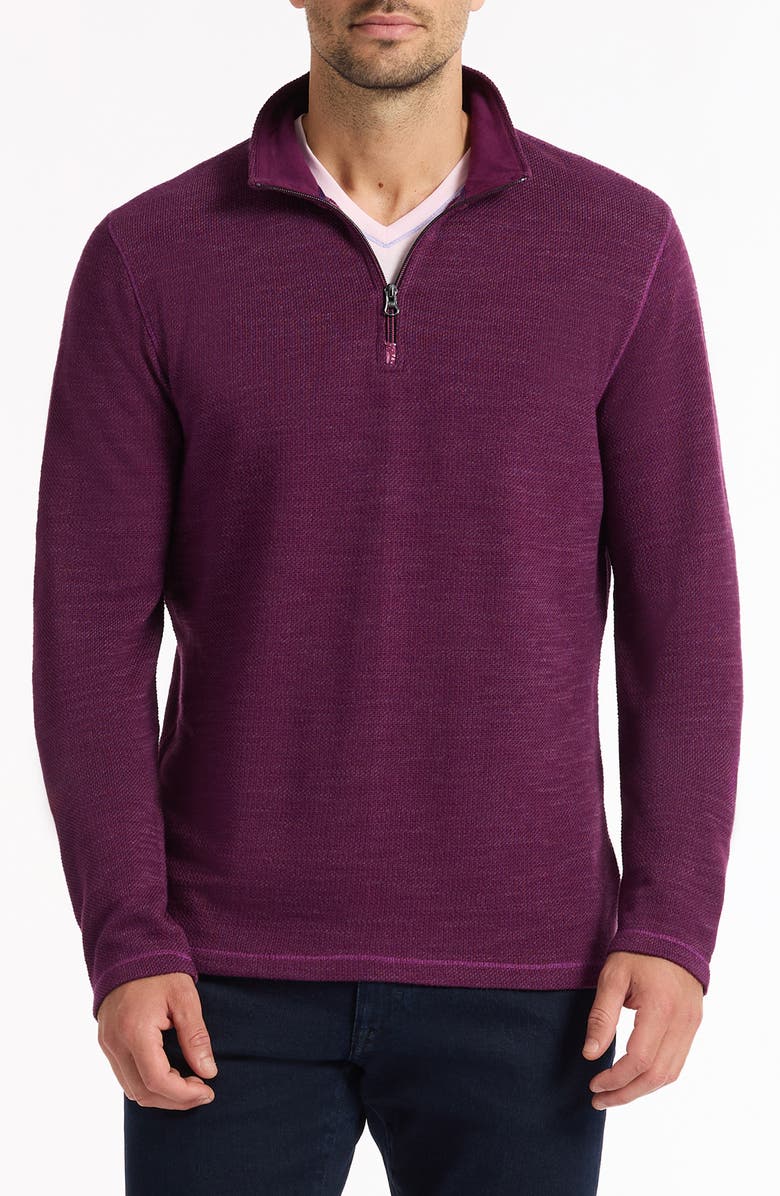 Robert Graham Griffin Quarter-Zip Sweatshirt, Main, color, Dark Purple