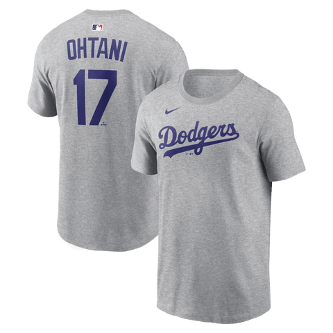 Men's Nike Shohei Ohtani Heather Gray Los Angeles Dodgers Name & Number T-Shirt