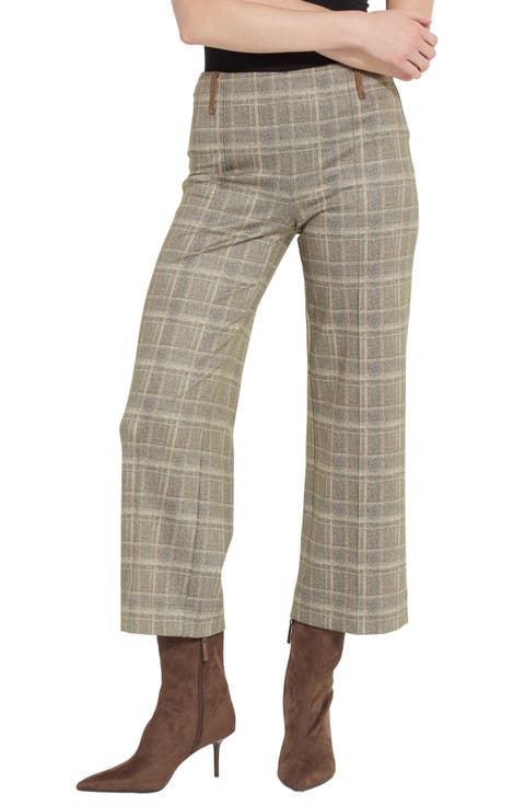 Livia Plaid High Waist Crop Wide Leg Ponte Pants