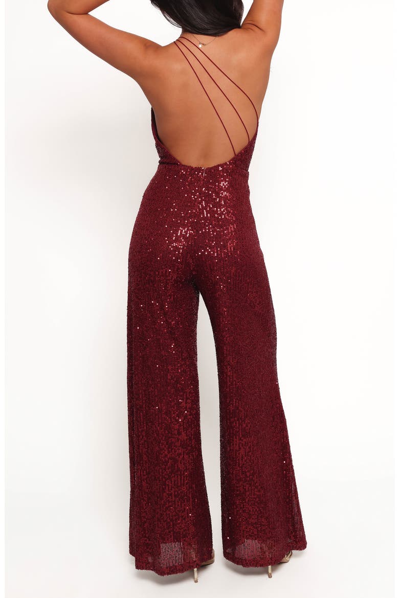 Khinna Sequin One-Shoulder Jumspuit, Alternate, color, RED