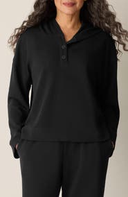 Eileen Fisher Hooded Cotton Blend Thermal Knit Top