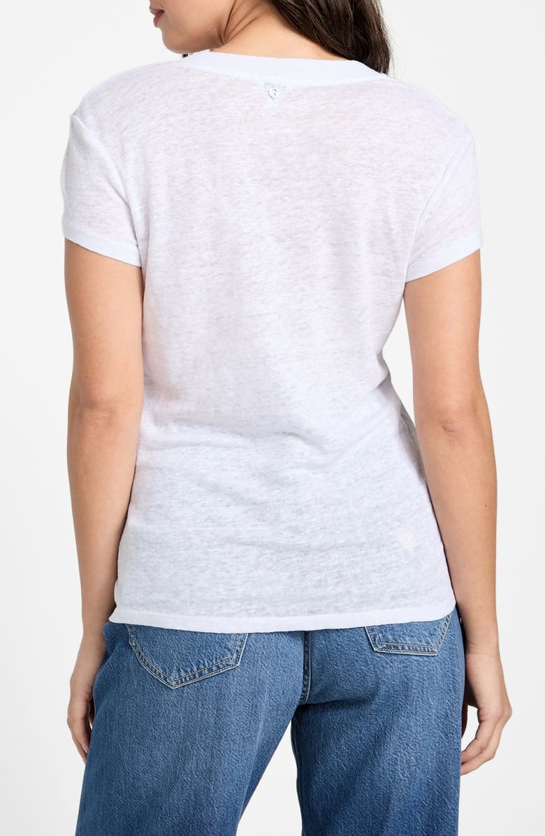 GUESS Lindsey V-Neck Linen T-Shirt, Alternate, color, Pure White