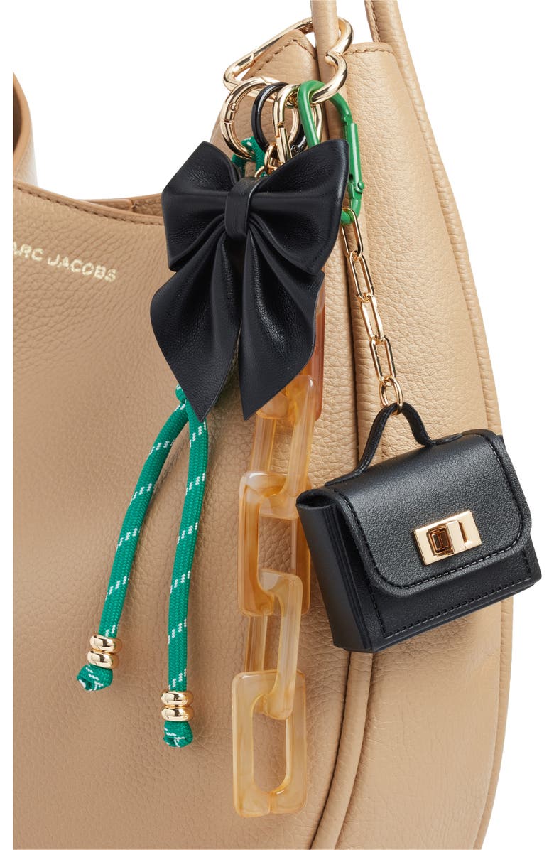 Chelsea28 Bow Faux Leather Bag Charm, Alternate, color, Black Multi- Gold
