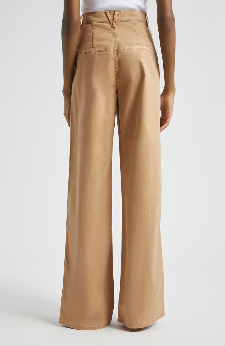 Veronica Beard Mia Double Pleat Wide Leg Stretch Cotton Pants, Alternate, color, Khaki