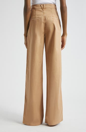 Mia Double Pleat Wide Leg Stretch Cotton Pants