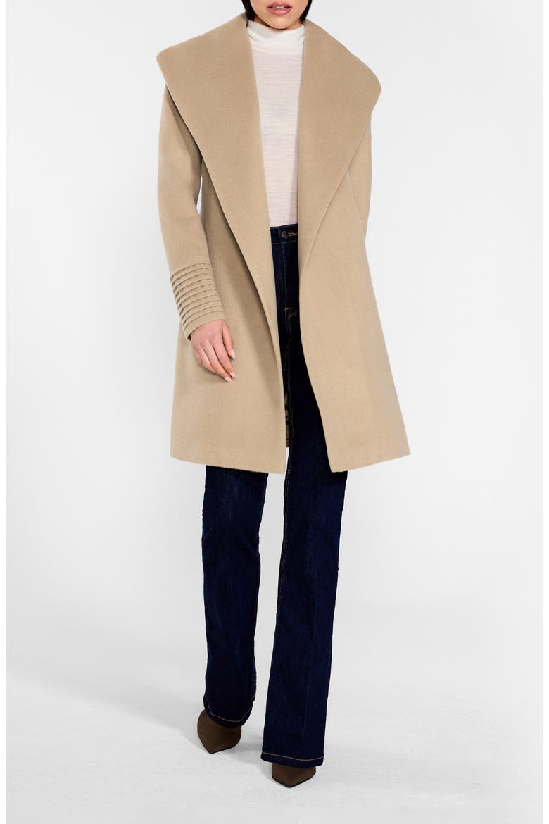 Shawl Collar Alpaca & Wool Coat, Alternate, color, CAMEL