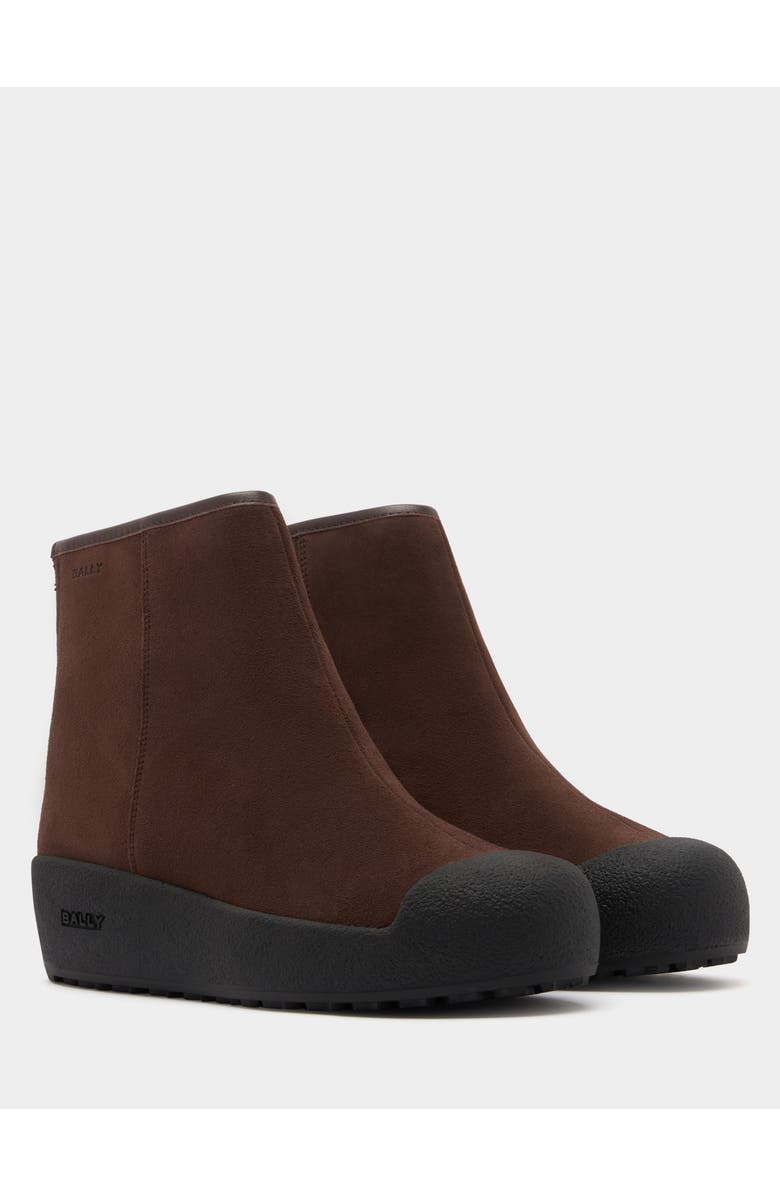 Bally Curling Bootie in Andorra Suede, Alternate, color, Brown