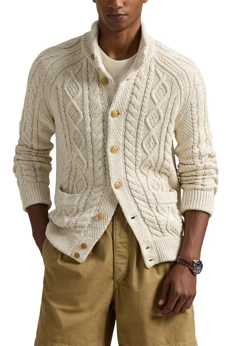 Polo Ralph Lauren Aran Marl Cotton Cardigan, Main, color, 