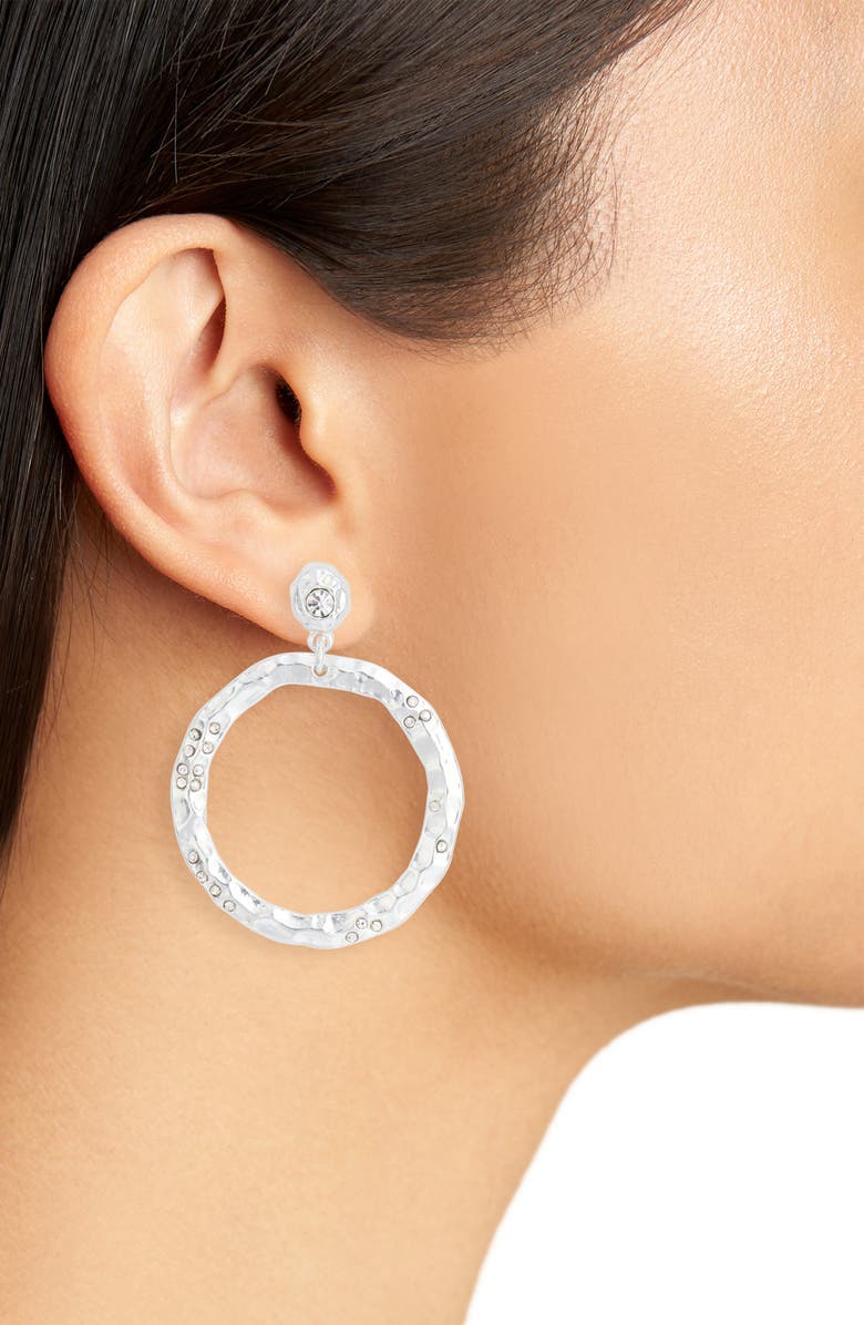 Karine Sultan Crystal Circle Drop Earrings, Alternate, color, Silver