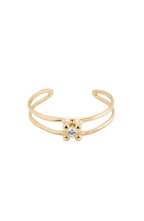 Unode50 Rigid Semi-open Sterling Silver-plated Bracelet With Central Crystal In Gold