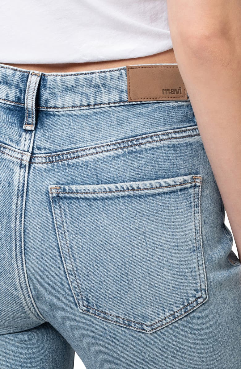 Mavi Jeans New York Rhinestone Chew Hem Ankle Straight Leg Jeans, Alternate, color, Shiny Mid Denim