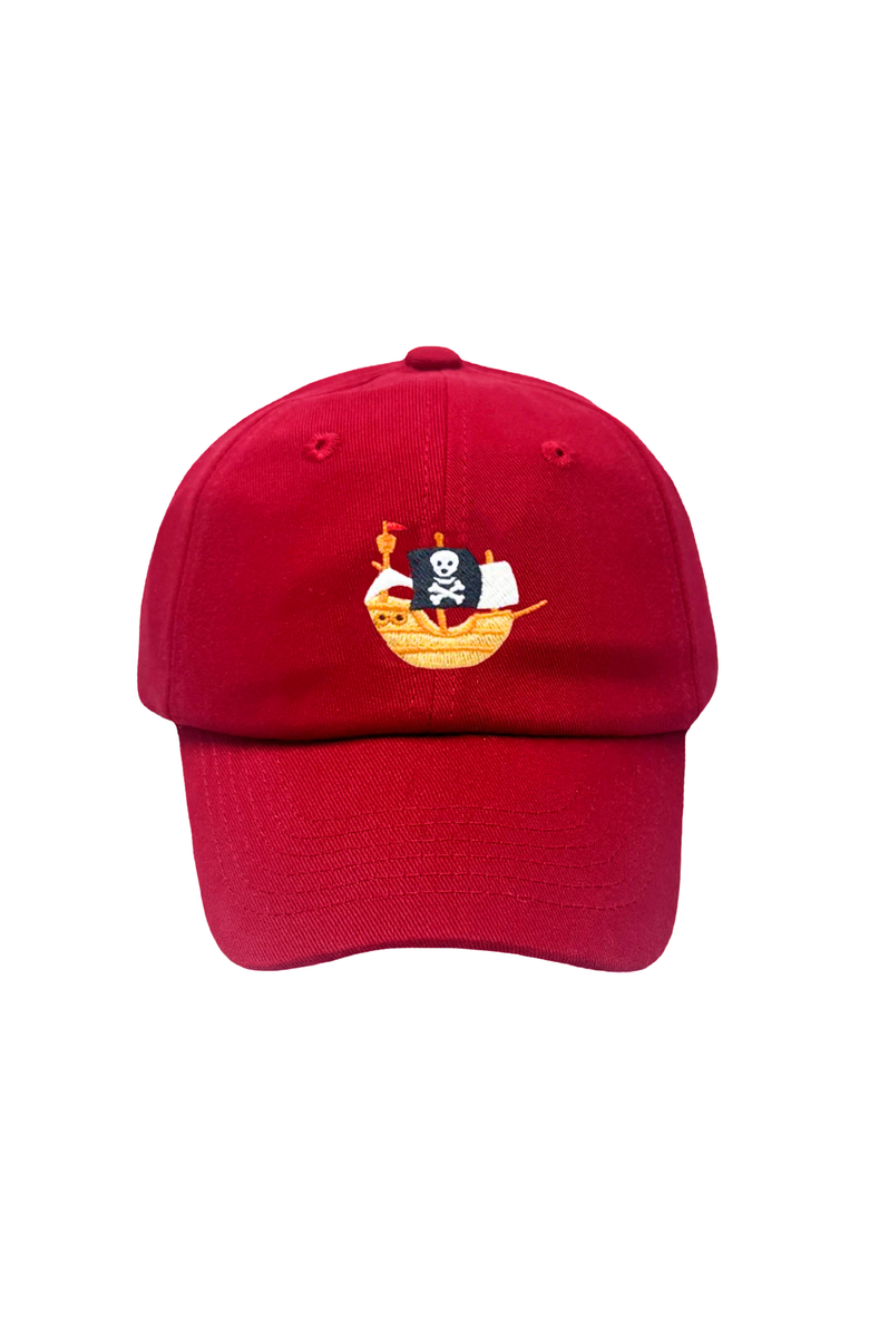 Bits & Bows Pirate Ship Twill Baseball Hat, Main, color, Red