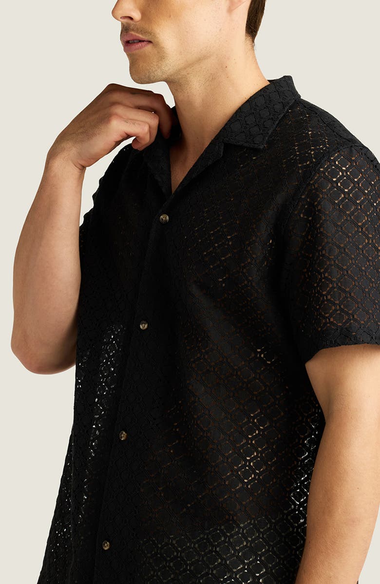 AUTO-REPLY<sup>™</sup> Alex Raschel Open Knit Camp Shirt, Alternate, color, Black