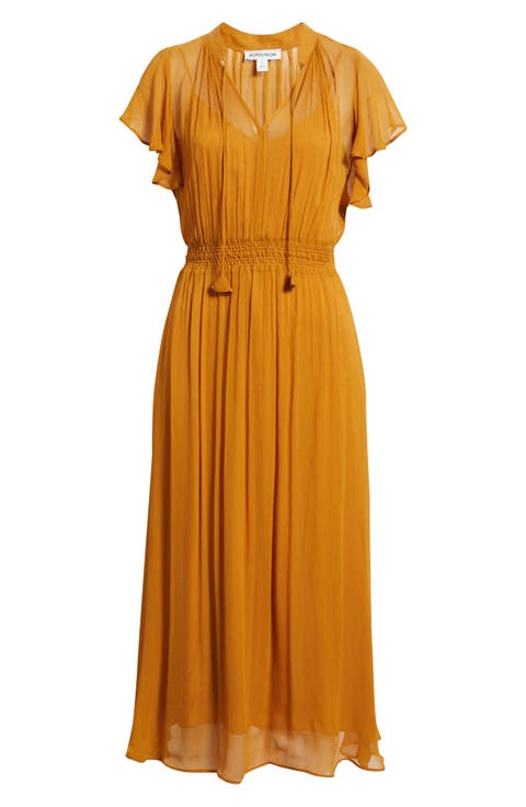 Crinkle Chiffon Midi Dress