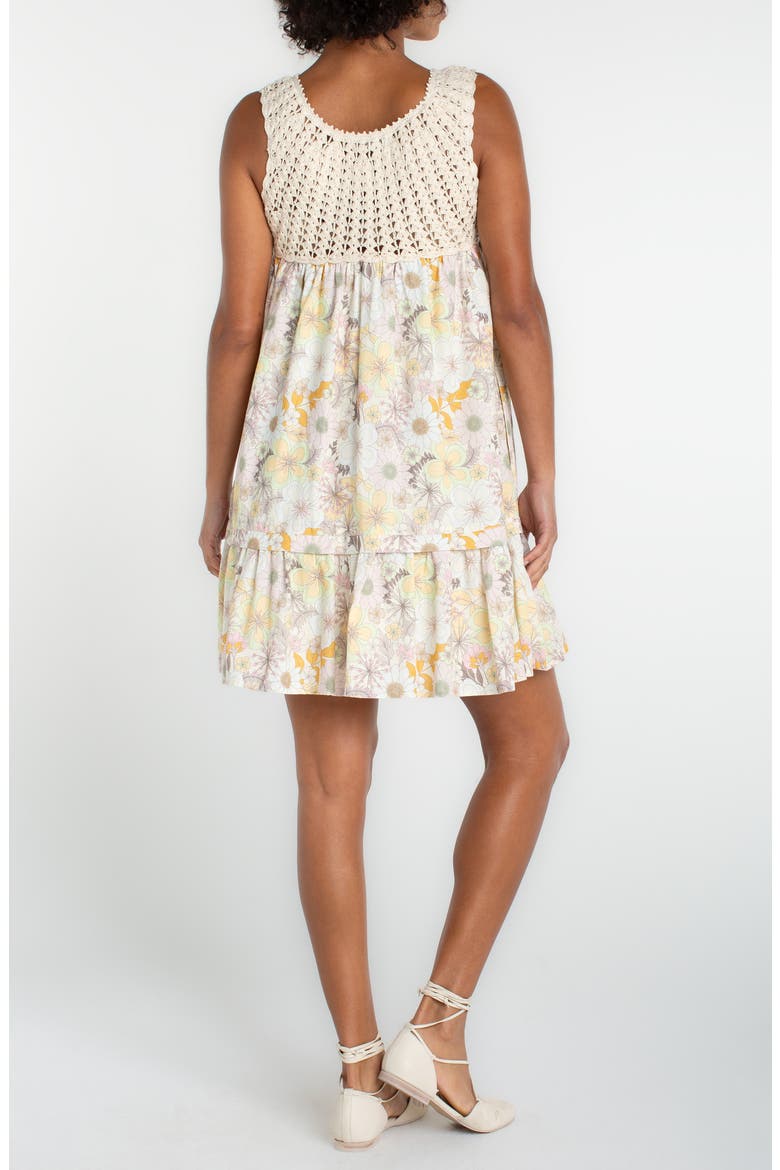 Crochet Detail Floral Shift Dress, Alternate, color, PRISTINE MULTI