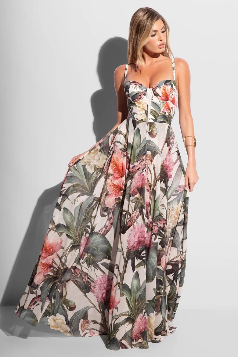 Mega Sculpting Push-Up Maxi Dress, Alternate, color, Daylight Peony