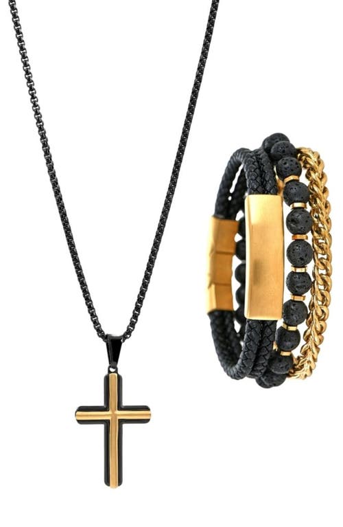 American Exchange Cross Necklace & Bracelet Gift Set In Multi