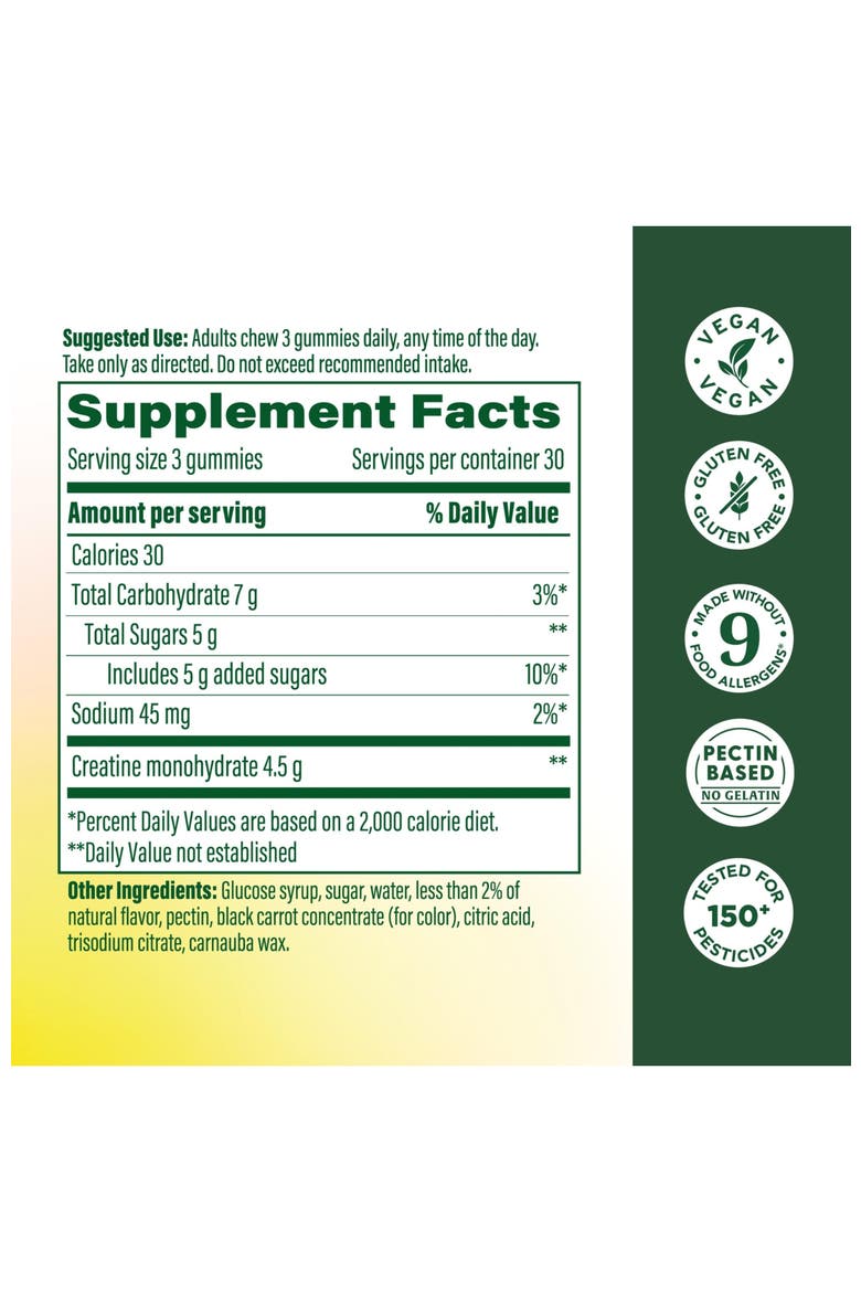 Creatine Monohydrate Gummies, Raspberry, 90 Gummies, Alternate, color, None