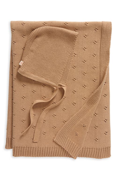 Pink Lemonade Trefle Organic Cotton Blanket & Hat Set in Cuban Sand 