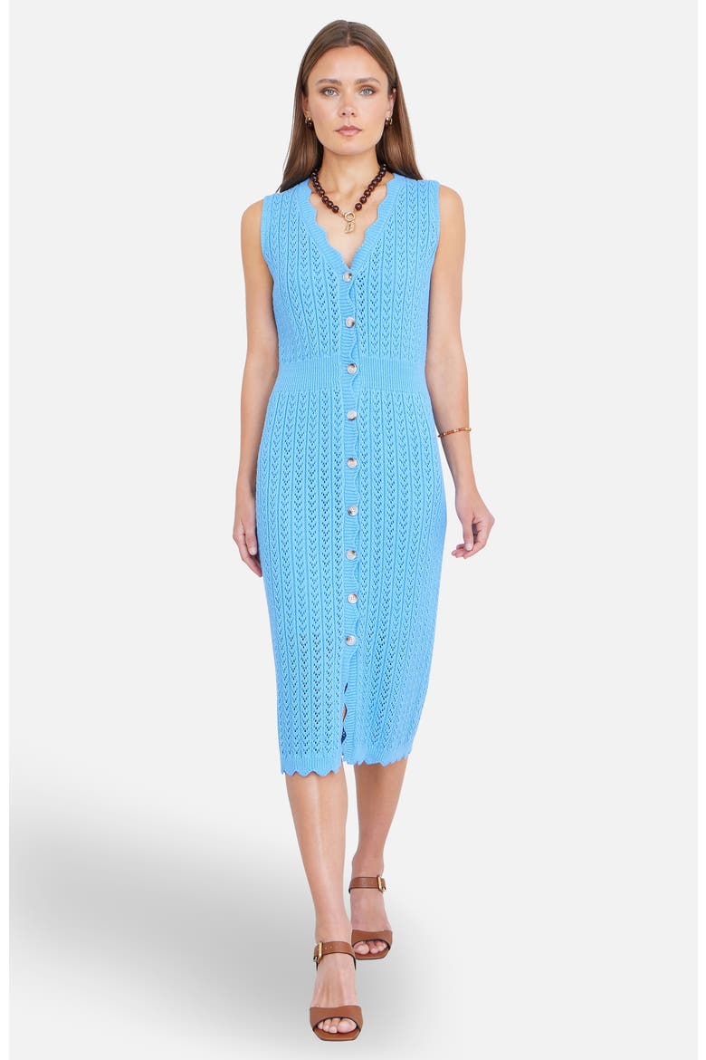 Cotton Scallop Crochet Knitted Dress, Main, color, Blue