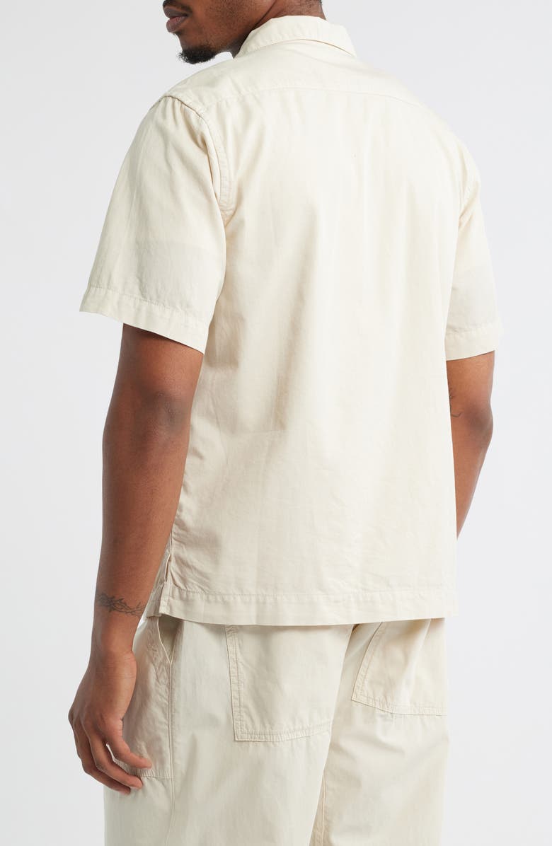 Service Works Script Embroidered Organic Cotton Camp Shirt, Alternate, color, White Oak