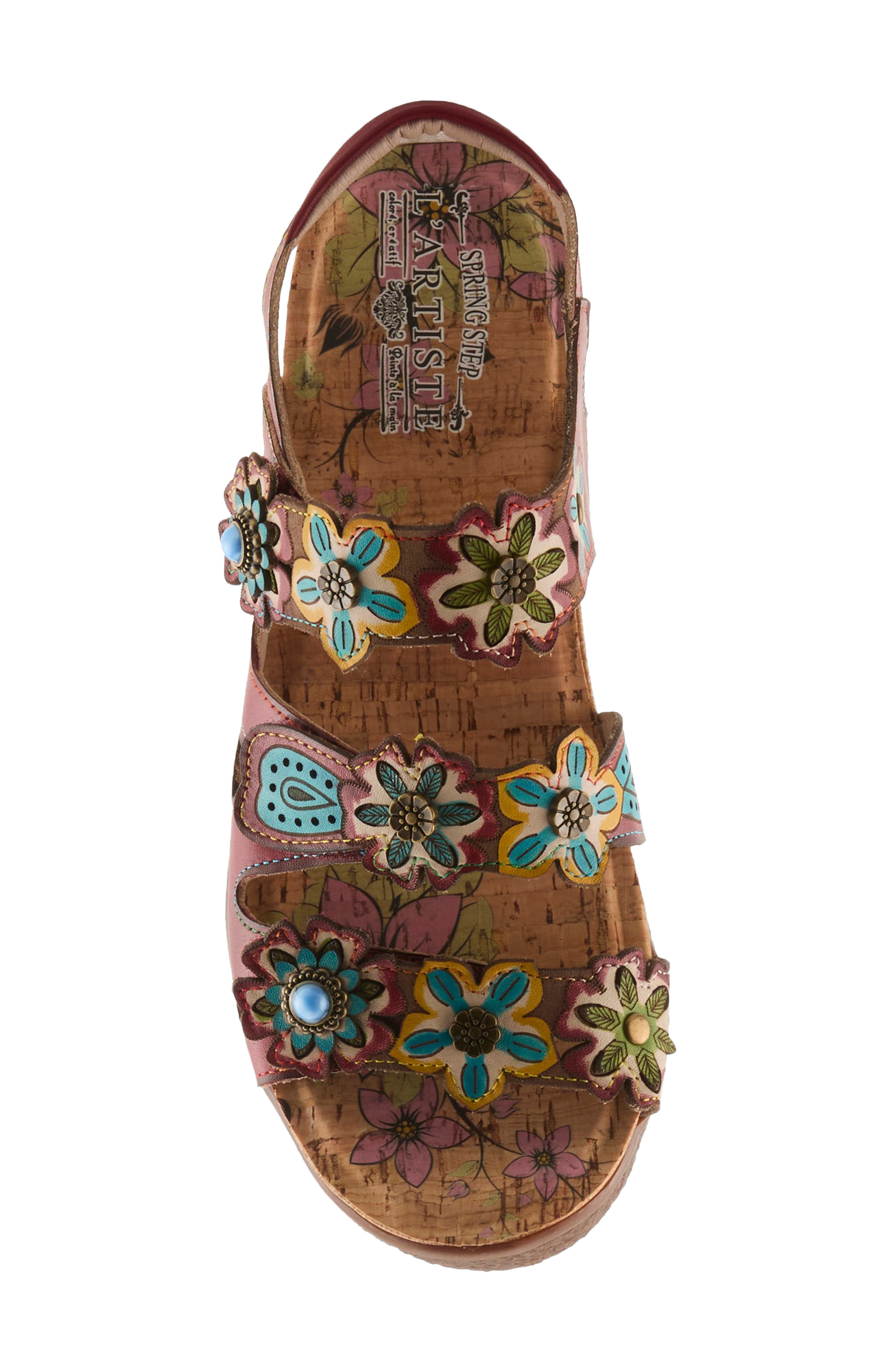 L'Artiste by Spring Step Bethie Sandal, Alternate, color, Dark Red Multi