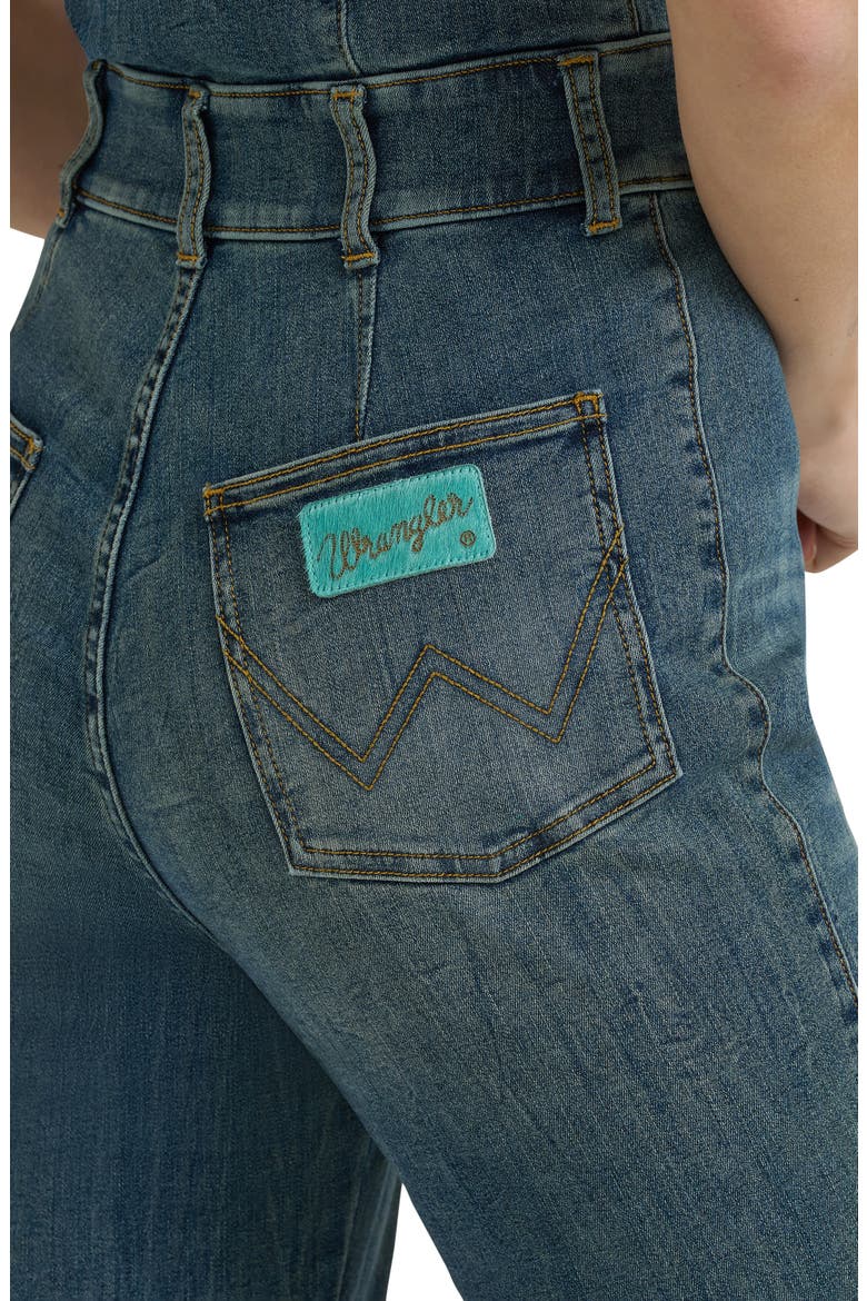 x Lainey Wilson Sleeveless Flare Denim Jumpsuit, Alternate, color, DENIM