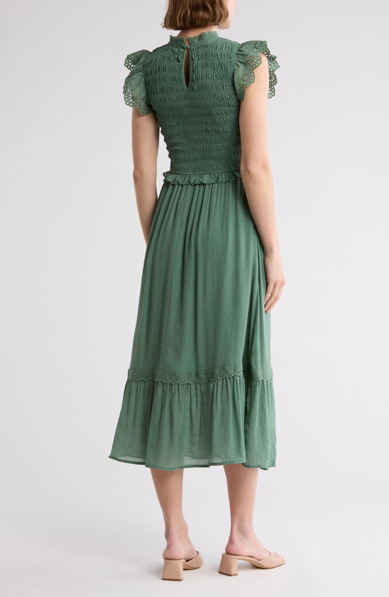 Blu Pepper Smocked Maxi Dress, Alternate, color, Moss Green