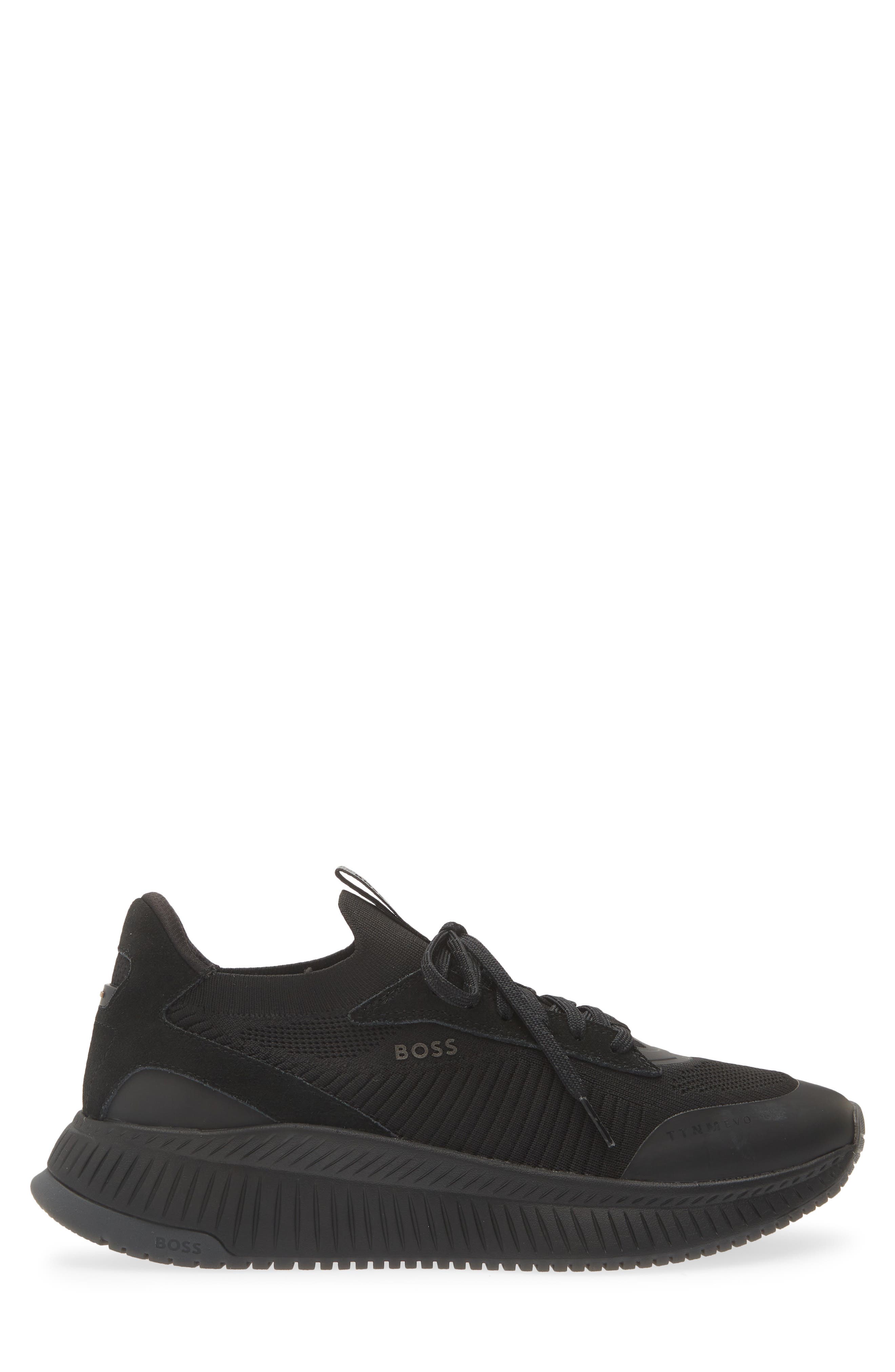 Titanium Evo Leather Sneaker, Alternate, color, BLACK