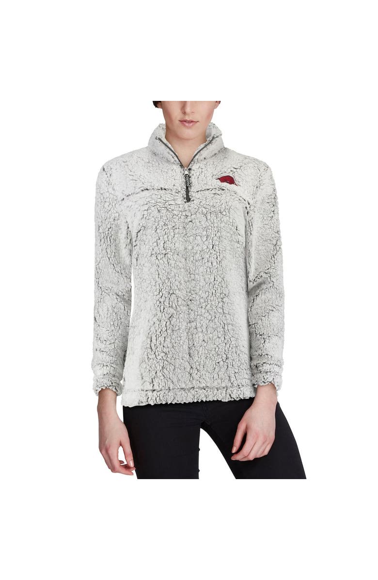 BOXERCRAFT Women's Gray Arkansas Razorbacks Sherpa Super Soft Quarter Zip Pullover Jacket, Alternate, color,