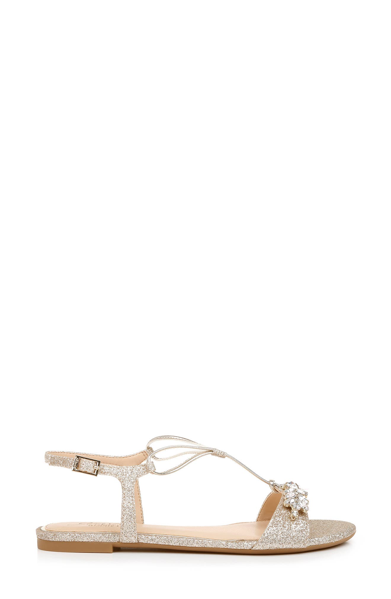 Badgely Mischka Paulina Embellished Sandal, Alternate, color, LIGHT GOLD GLITTER