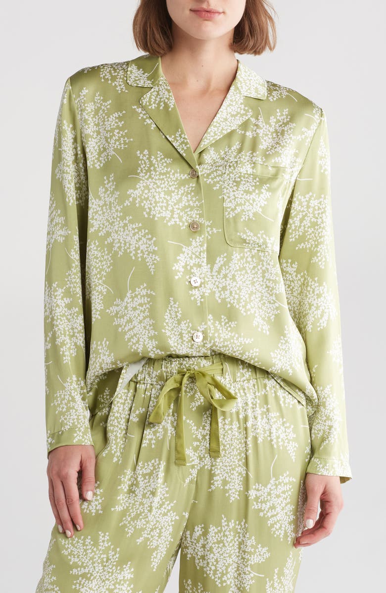 Rebecca Taylor Fleur Silk Blend Button-Up Shirt, Main, color,