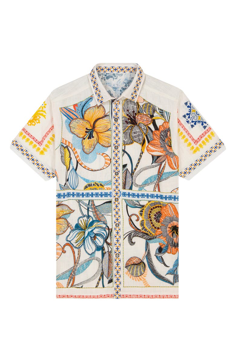 Robert Graham Manzu Tropical Short Sleeve Button-Up Shirt, Alternate, color, 