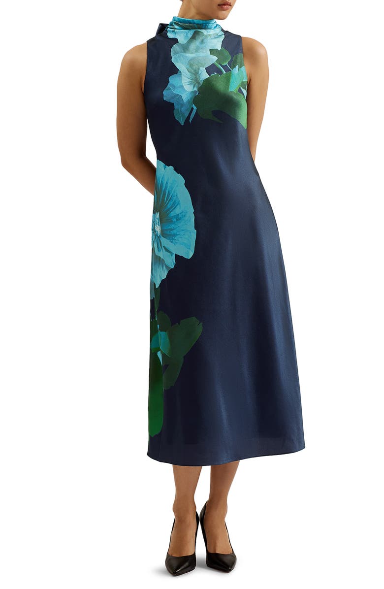 Ted Baker London Timava Floral Cowl Neck Satin Slipdress, Main, color,