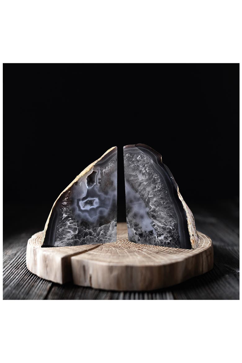 Large Agate Bookends, Alternate, color, GREY