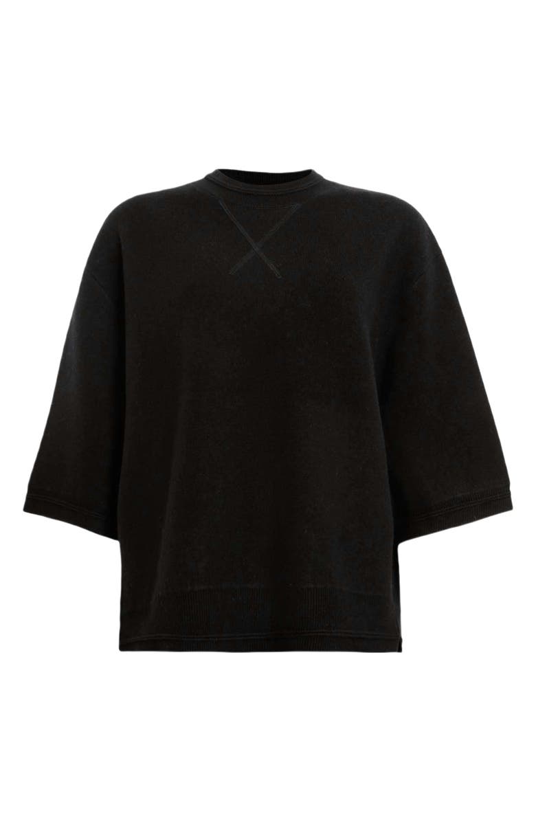 AllSaints Nika Elbow Sleeve Wool Sweatshirt, Alternate, color, Black
