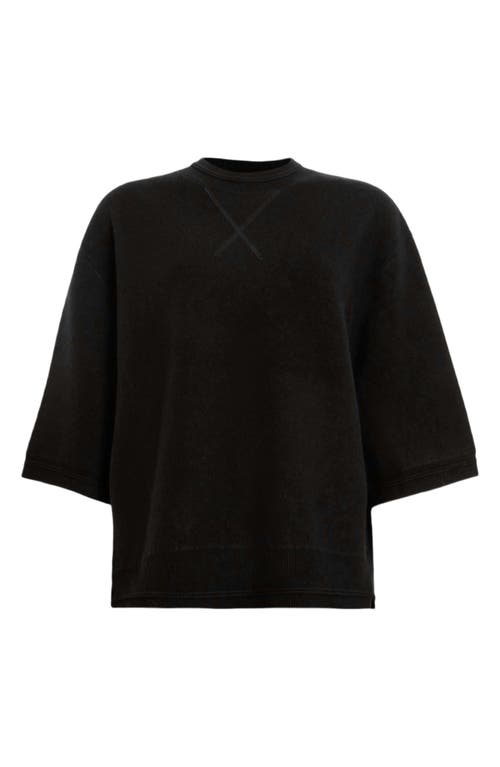 Allsaints Nika Elbow Sleeve Wool Sweatshirt In Black