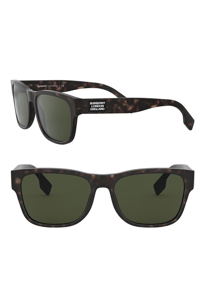 57mm Sunglasses, Main, color, MATTE HAVANA/ GREEN