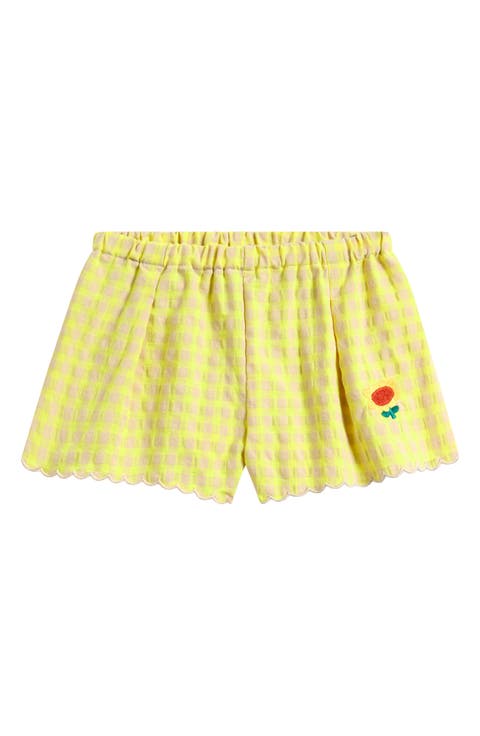 Vichy Sunflower Embroidered Neon Check Shorts (Baby)