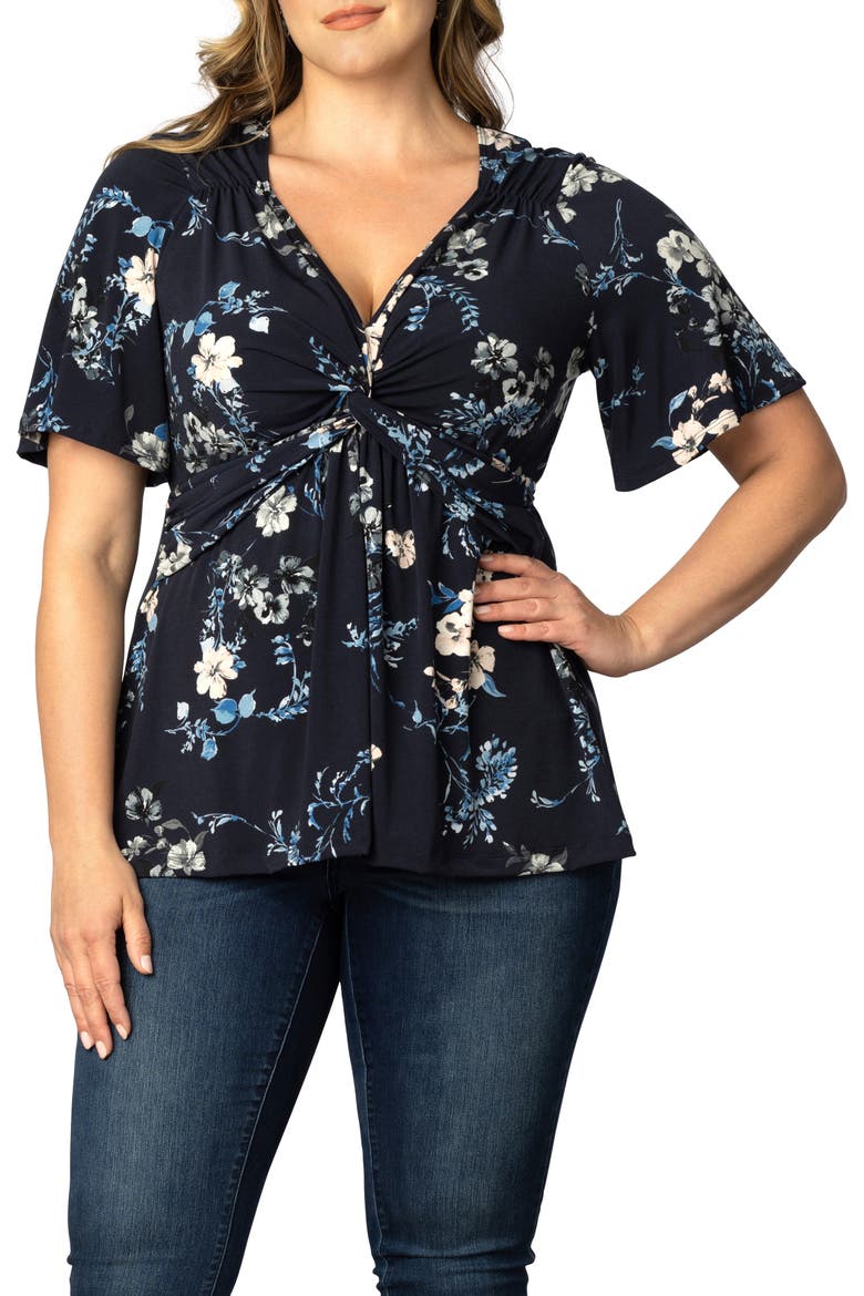 Abby Twist Front Top, Main, color, FRENCH BLUE GARDEN