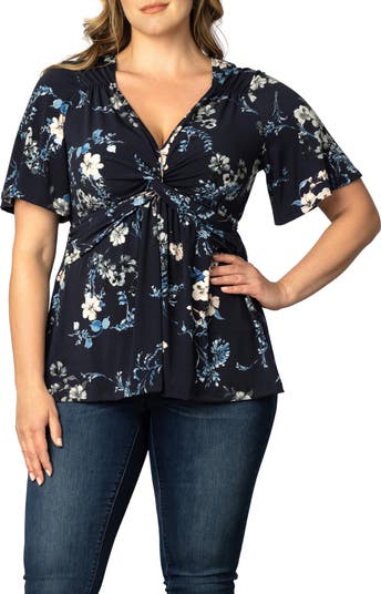 売れ筋商品|||キヨナ カットソー トップス レディース Women's Plus Size Abby Twist Front Top Black noir Plus Size Abby Twist Front Top - Kiyonna